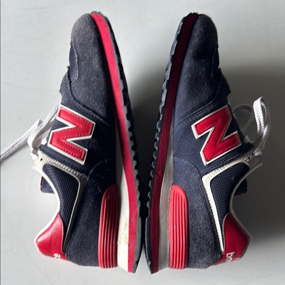 New Balance 574 Classic Team Red Dark Blue and Red Athletic Shoes - Picture 1 of 6